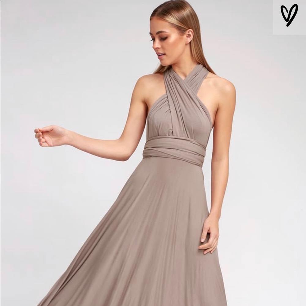 Tricks of the Trade Taupe Maxi Dress